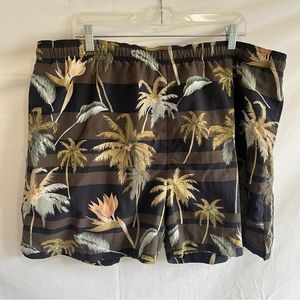 Tommy Bahama Mens Swim Trunks Size XL Hawaiian Palm Trees Black and Olive Green